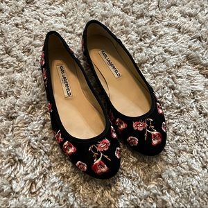 Karl Lagerfeld Leroux Flat Embroidered Floral Women’s 7